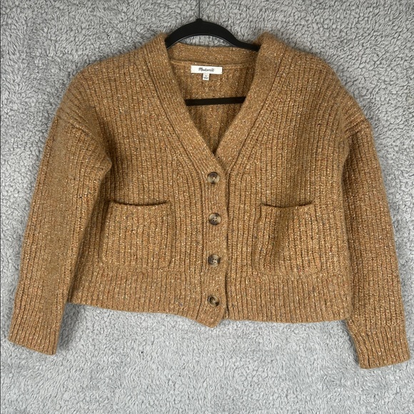 Madewell Tops - MADEWELL Long Sleeve Some Wool Cropped V- Neck, Button-Up Sweater, Size L